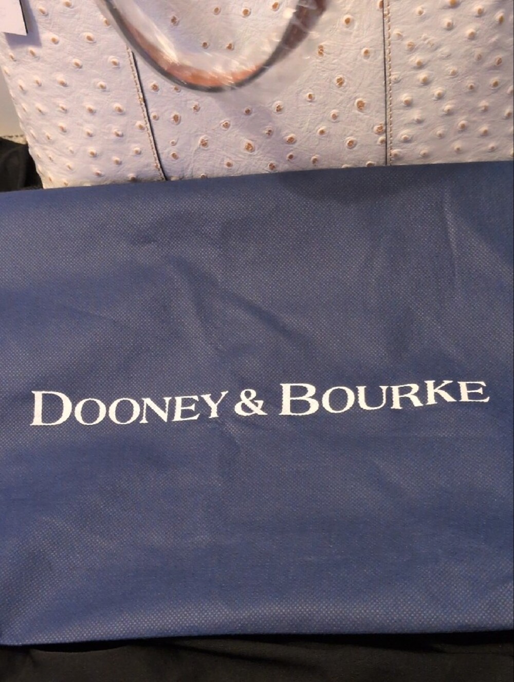Dooney & Bourke White Ostrich-Embossed Tote with Tan Straps Dust Bag  Included! - Picture 15 of 16
